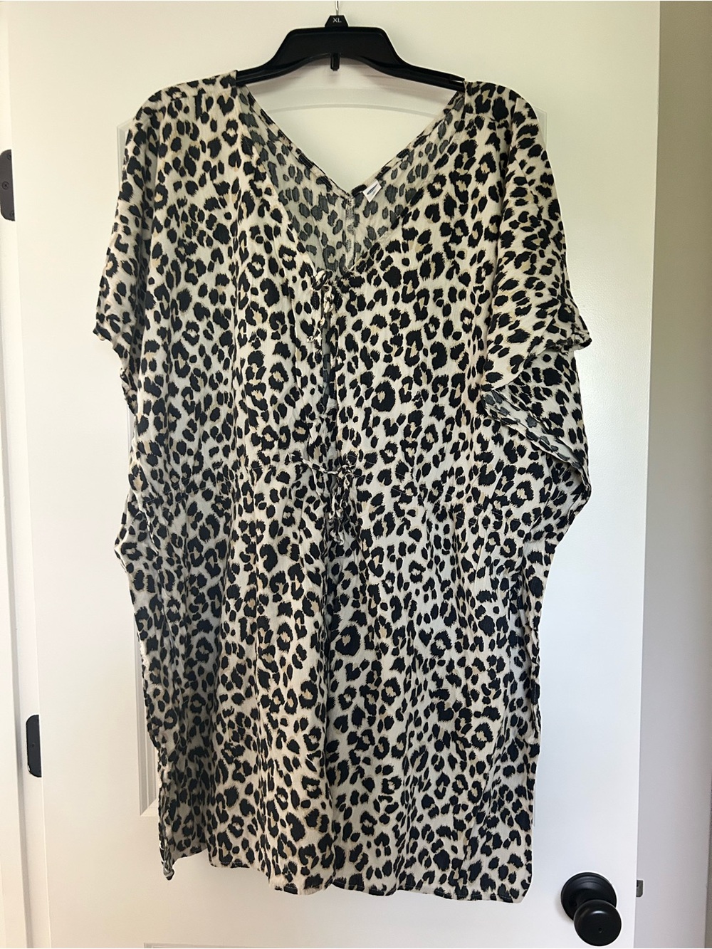 Old Navy Leopard Print V-Neck Swim Coverup - Black on Cream